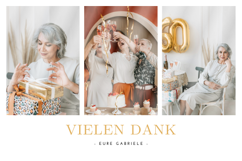 Dankeskarte zum 60. Geburtstag mit Fotos in Hochglanz