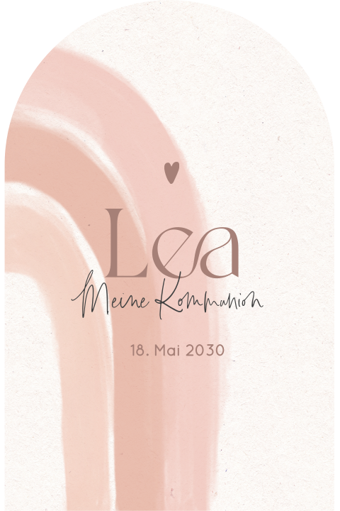 Einladung zur Kommunion in Bogenform mit Aquarell-Regenbogen