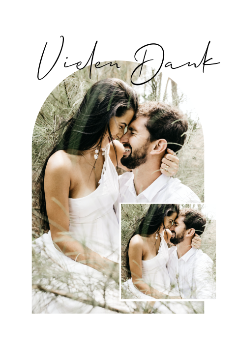 Dankeskarte Hochzeit eigenes Design mit Foto in Bogenform