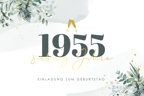 Stilvolle Einladung zum 70. Geburtstag mit Zweigen und Blättern