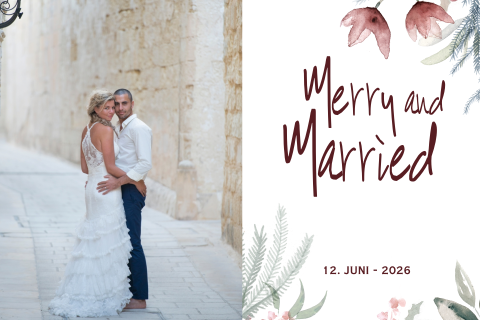 Dankes- und Weihnachtskarte mit Foto und Weihnachtszweigen