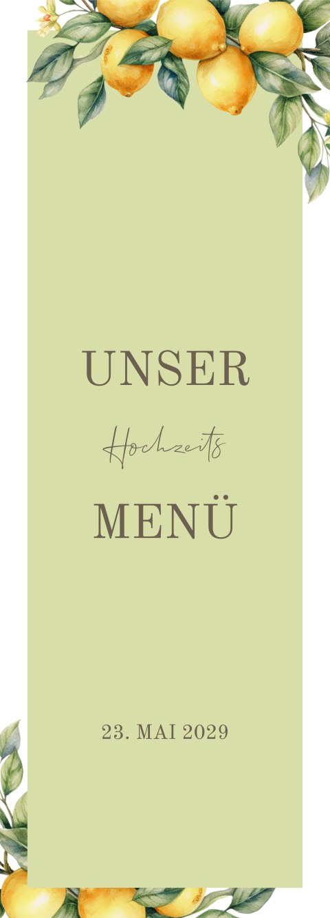 Sommerliche Menükarte mit Zitronenästen