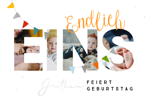 Geburtstagskarte einfach Querformat Fotocollage