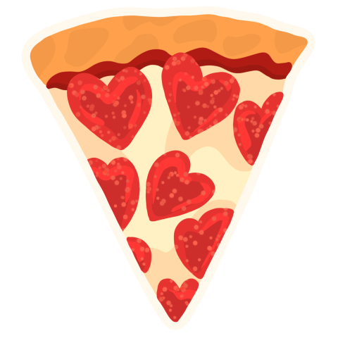 Geburtstagseinladung 40 Jahre Pizza Party mit Herzen in Pizza-Form