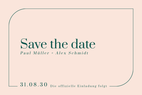 Save the Date Karte rosa grüne Schrift
