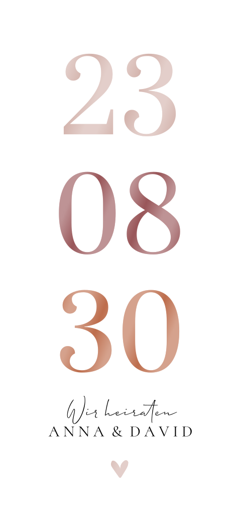 Stilvolle Hochzeitskarte mit Hochglanz Datum