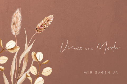 Vintage-florale Hochzeitskarte mit Trockenblumen