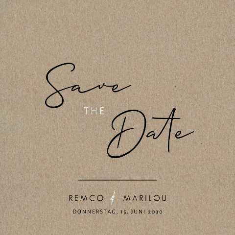 Trendy Kraftpapier-Save the Date-Karte in schwarz-weiß