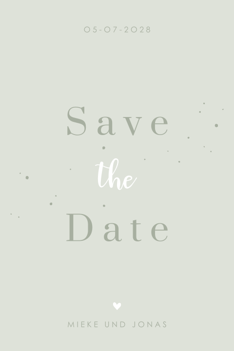 Save the date Karte mit abgerundeten Ecken in zartem mintgrün