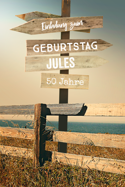 Einladungskarte zum 50 mit Wegweiser