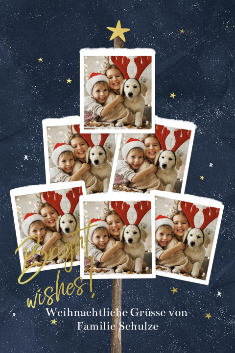 Weihnachtskarte mit runden Ecken und Fotocollage