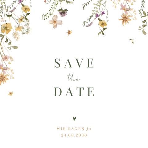 Florale Save the Date Karte im Sandton