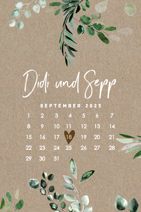 Standesamt Einladung mit Kalender