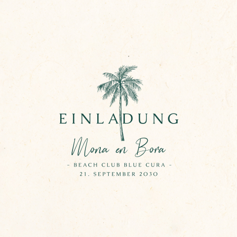 Hochzeitskarte mit gezeichneter Palme
