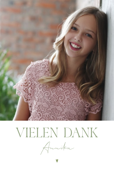 Dankeskarte Konfirmation mit großem Foto und eleganter Schrift