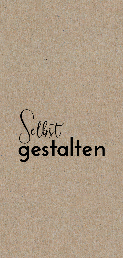 Echtes Kraftpapier Hochzeitskarte einfaches längliches Hochformat