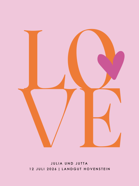 Colourblocking-Hochzeitsposter "LOVE"