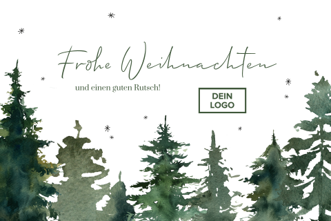 Firmen-Weihnachtskarte mit Nadelwald