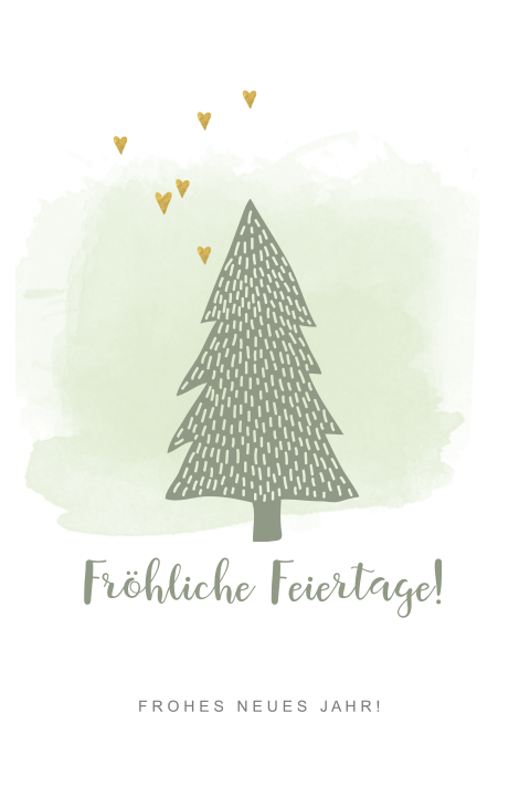 Hippe Weihnachtskarte mit Aquarell