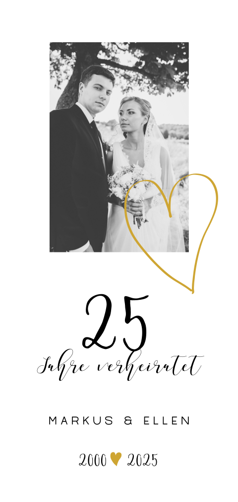 Einladung zur silbernen Hochzeit mit Foto und geschwungener Schrift