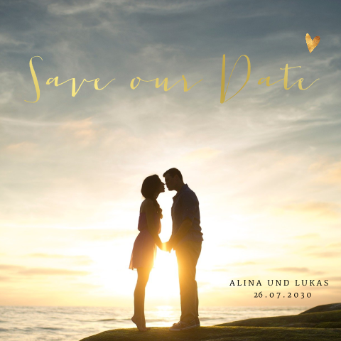 Romantische Safe our Date Karte mit Goldfolie