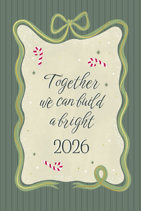 Geschäftliche Weihnachtskarte in Grün mit Schleife und Streifen