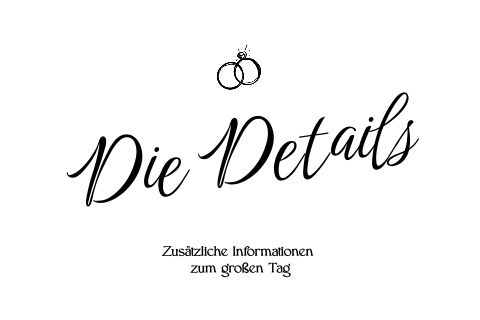 Detail-Karte zur Hochzeit mit Eheringen und Schleifchen