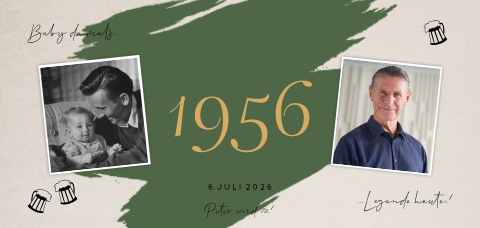 Ticketform Einladung mit Bier, Jahreszahl und Fotos 70 Jahr