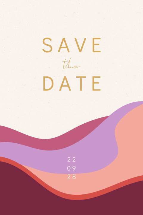 Moderne Save the Date Karte mit buntem Wellenmuster