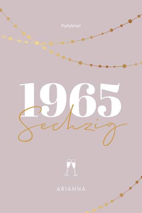 Einladung zum 60. Geburtstag mit Geburtsjahr und Lichterketten