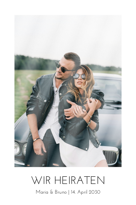 Hochzeitskarte Polaroid in Schwarz und Weiß
