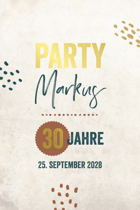 Doppelseitige Einladung zum 30. Geburtstag mit Passfoto
