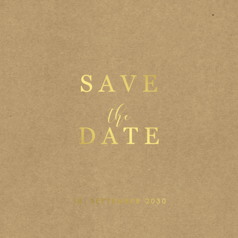 Quadratische Save-the-Date Karte mit Goldfolie