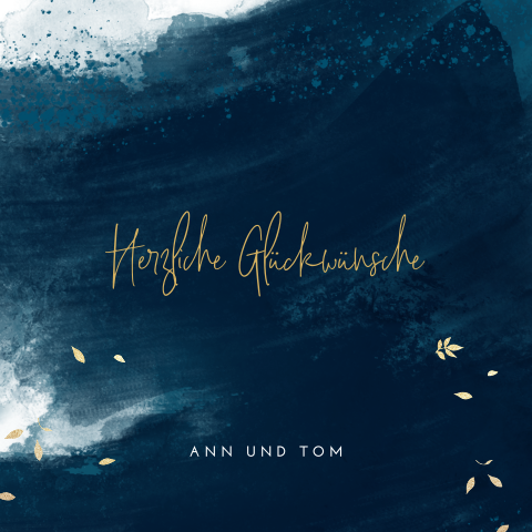 Glückwunschkarte mit blauen Pinselstrichen