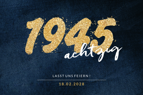 Einladung zum Achtzigsten mit großer glitzernder Jahreszahl