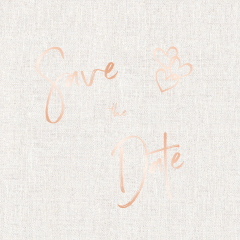 Save the date Karte mit Roségoldfolie auf Leinen