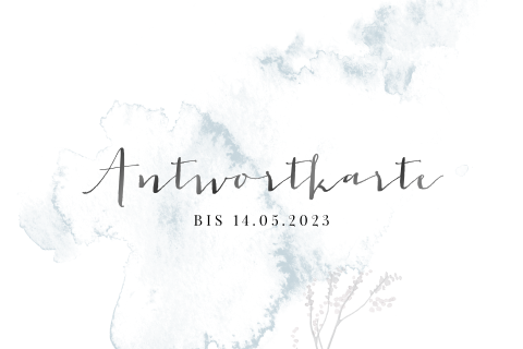 Antwortkarte mit Aquarell und schwarzem Hochglanzschrift