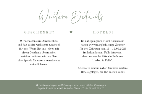 Minimalistisches Einlegeblatt mit Herz