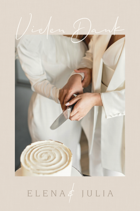 Moderne Dankeskarte mit großem Bild und Herzen