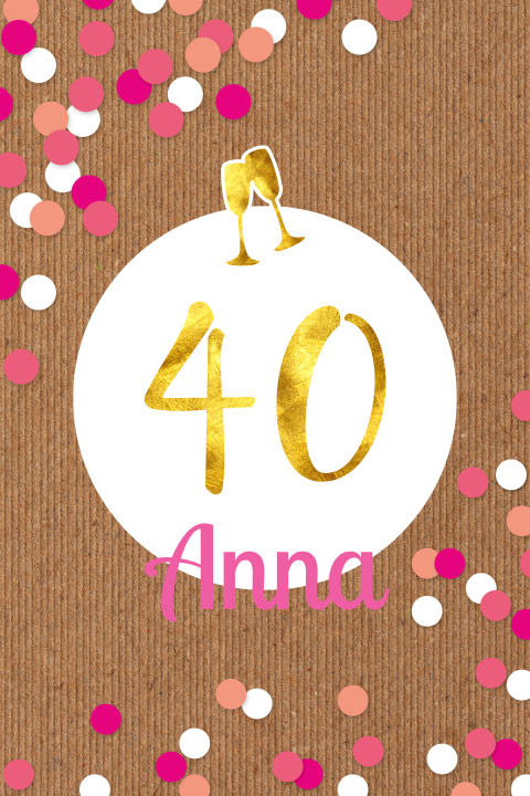 Hippe Einladung mit Wellpappe-Look und rosa Konfetti