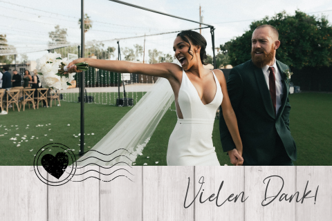 Dankeskarte Hochzeit mit Holzlook und Foto