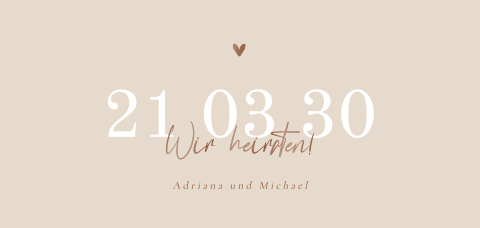 Sandfarbene Panorama-Hochzeitseinladung mit Foto