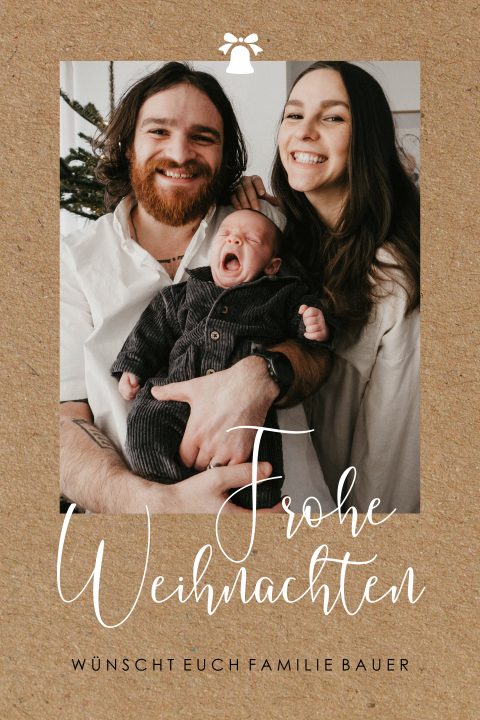 Weihnachtskarte mit großem Foto und Kraftlook