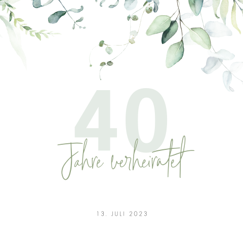 Einladung zum 40-jährigen Jubiläum mit Eukalyptuszweigen