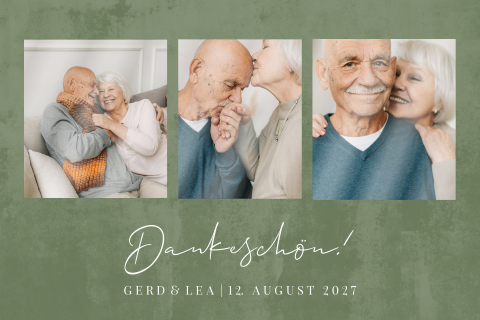 Klassische Danksagung Goldene Hochzeit mit drei Fotos