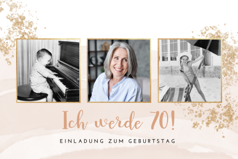 Tolle Einladung zum 70 Geburtstag mit drei Fotos