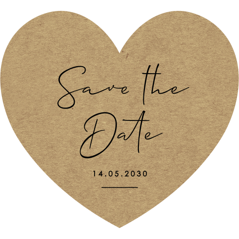 Save the Date Karte in Herzform mit modernes Herz