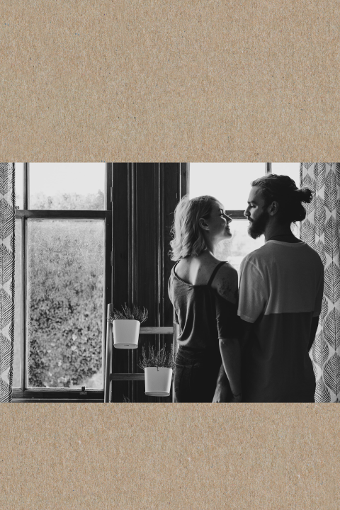 Kraftlook Hochzeitskarte im Hochformat mit Foto