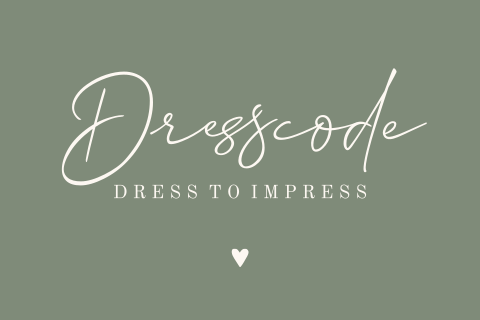 Grüne minimalistische Dresscodekarte mit Herz