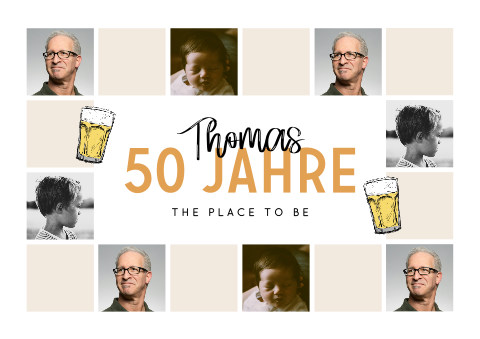 Tischset 50. Geburtstag mit vielen Fotos und Bierglas